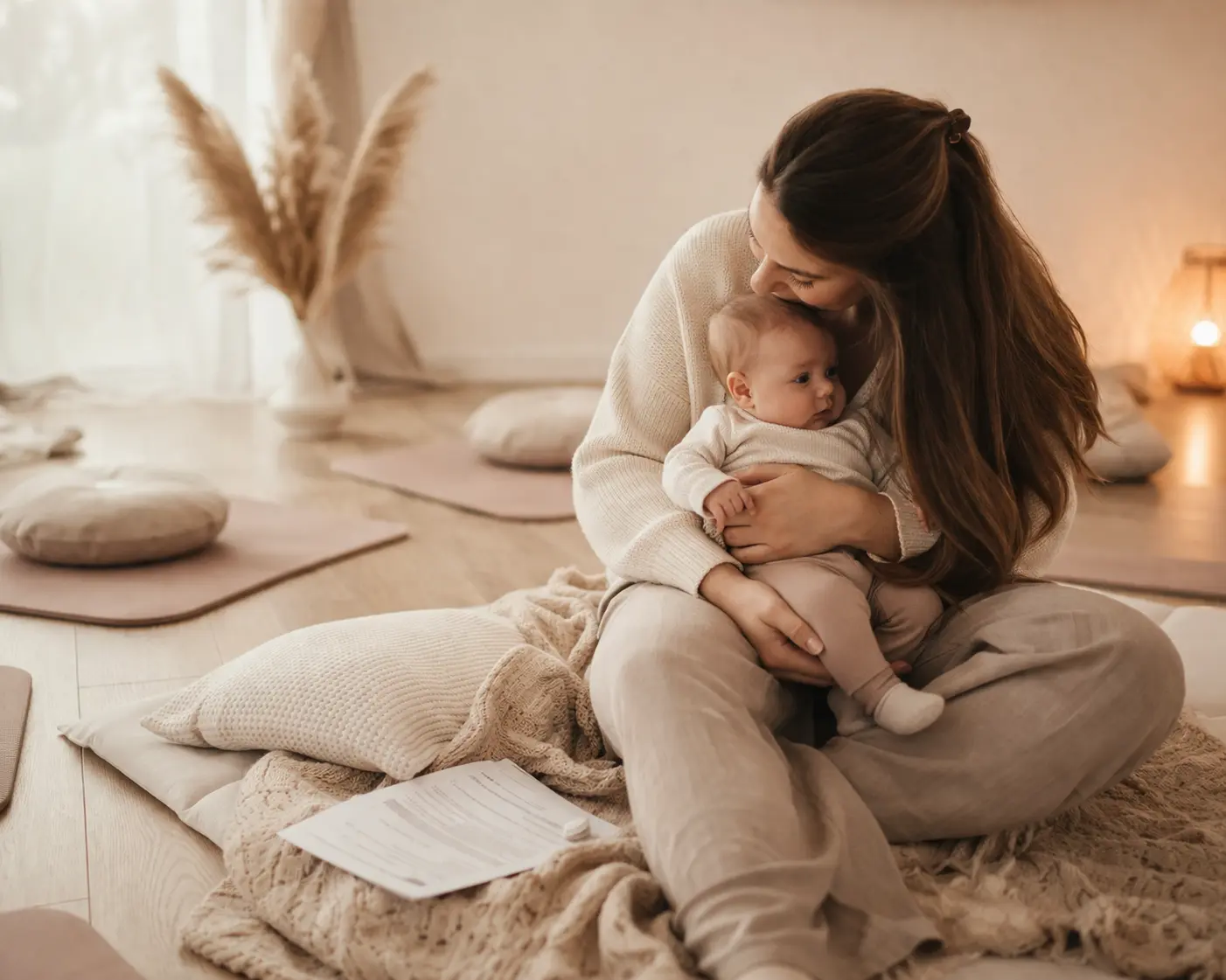 Mutter mit Baby in ruhiger Atmosphäre